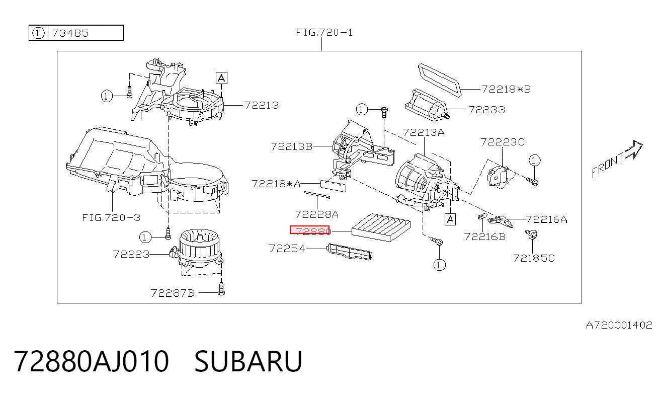 72880AJ010 Subaru Filtro antipolen
