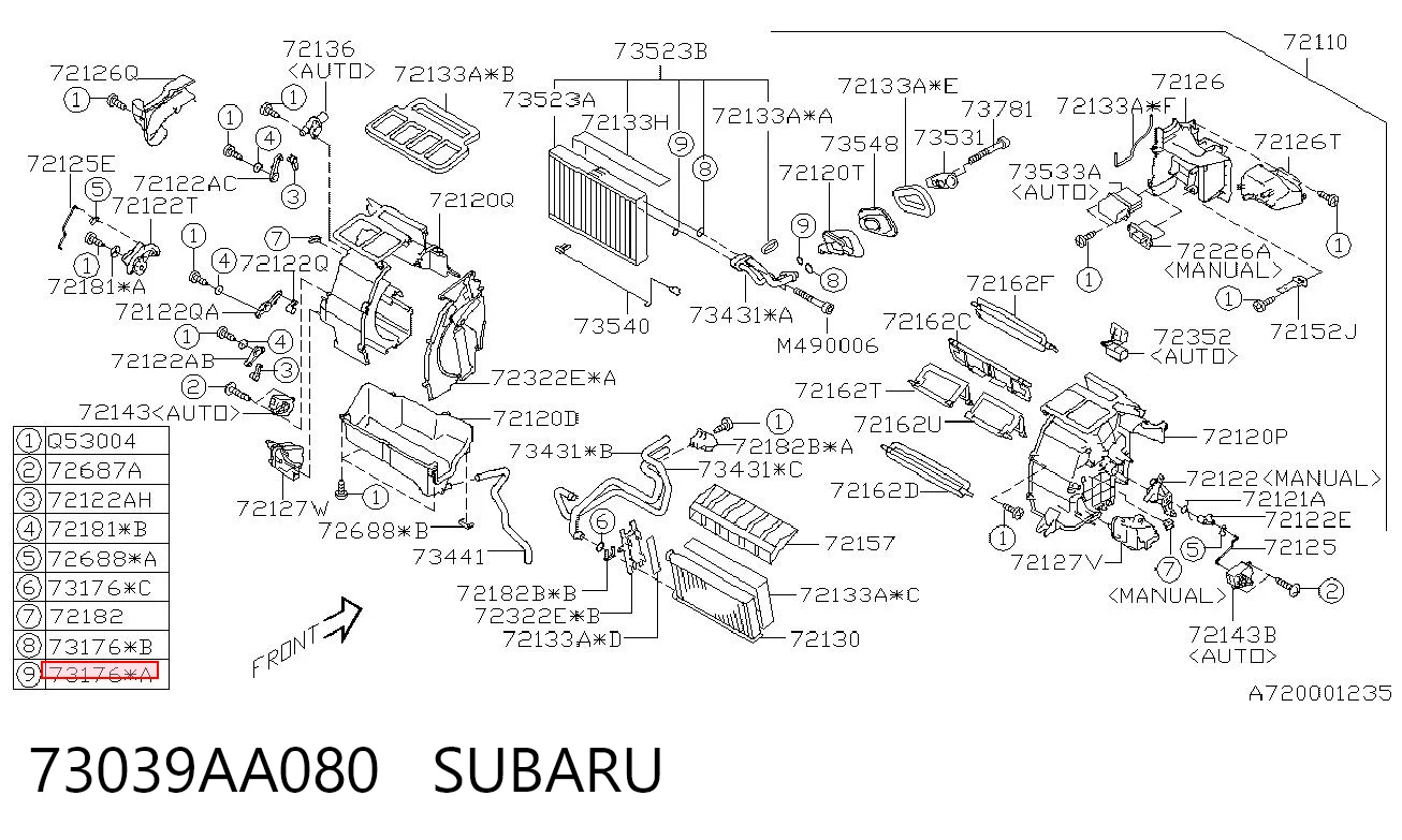 73039AA080 Subaru Anillo de sellado de tubería de aire acondicionado