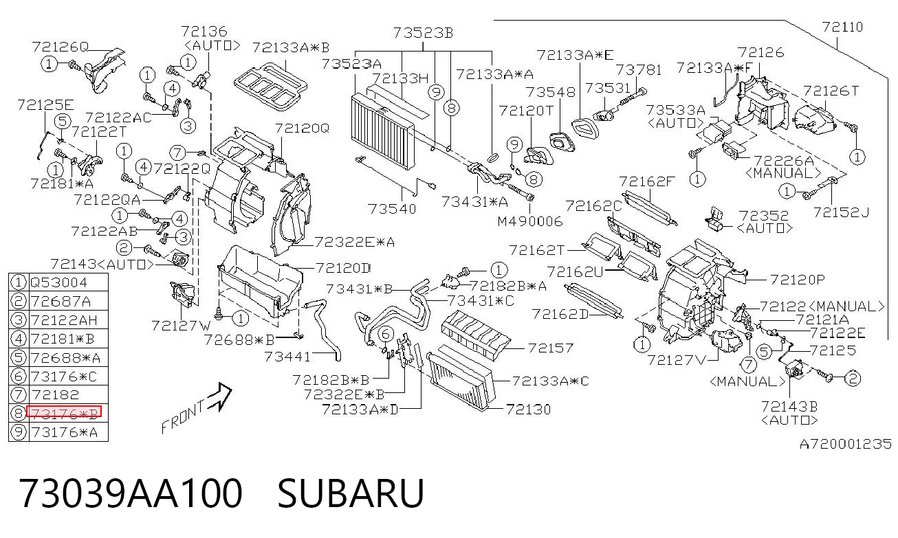 73039AA100 Subaru Anillo de sellado de tubería de aire acondicionado