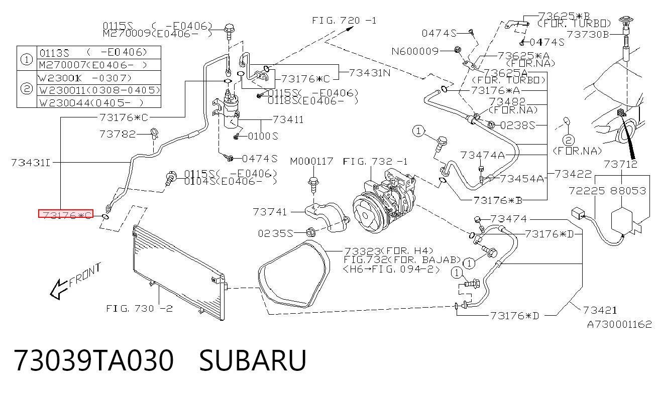 73039TA030 Subaru Anillo de sellado de la manguera de descarga del compresor
