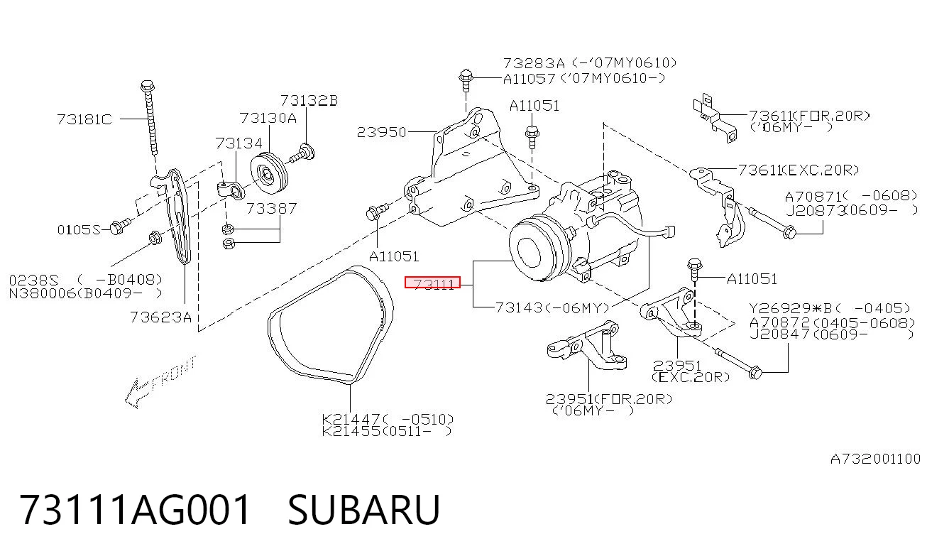 73111AG001 Subaru Compresor climatizador