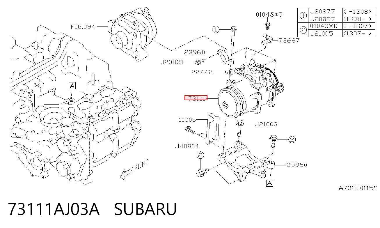 73111AJ03A Subaru Compresor climatizador
