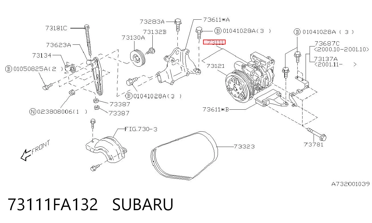 73111FA132 Subaru Compresor climatizador