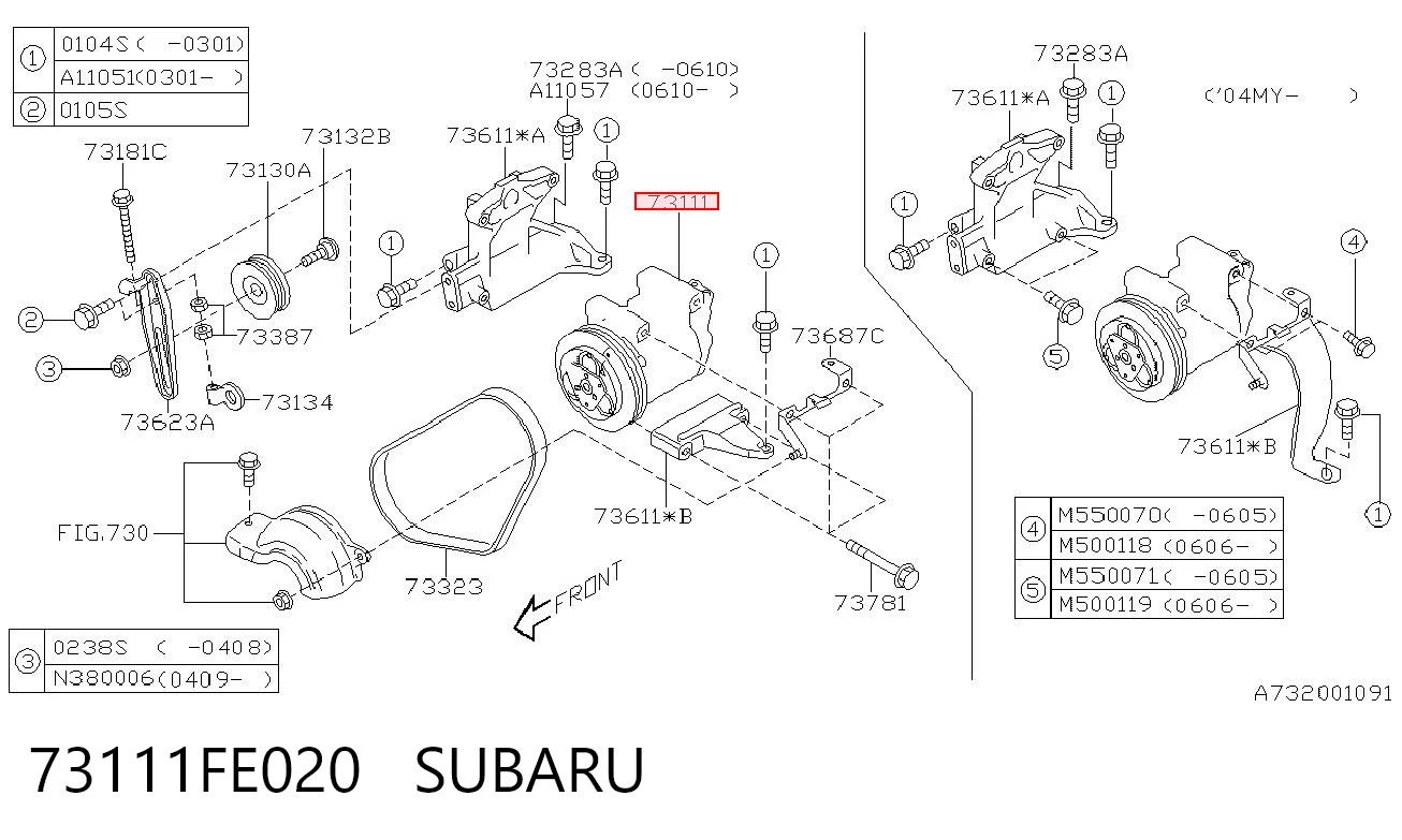 73111FE020 Subaru Compresor climatizador