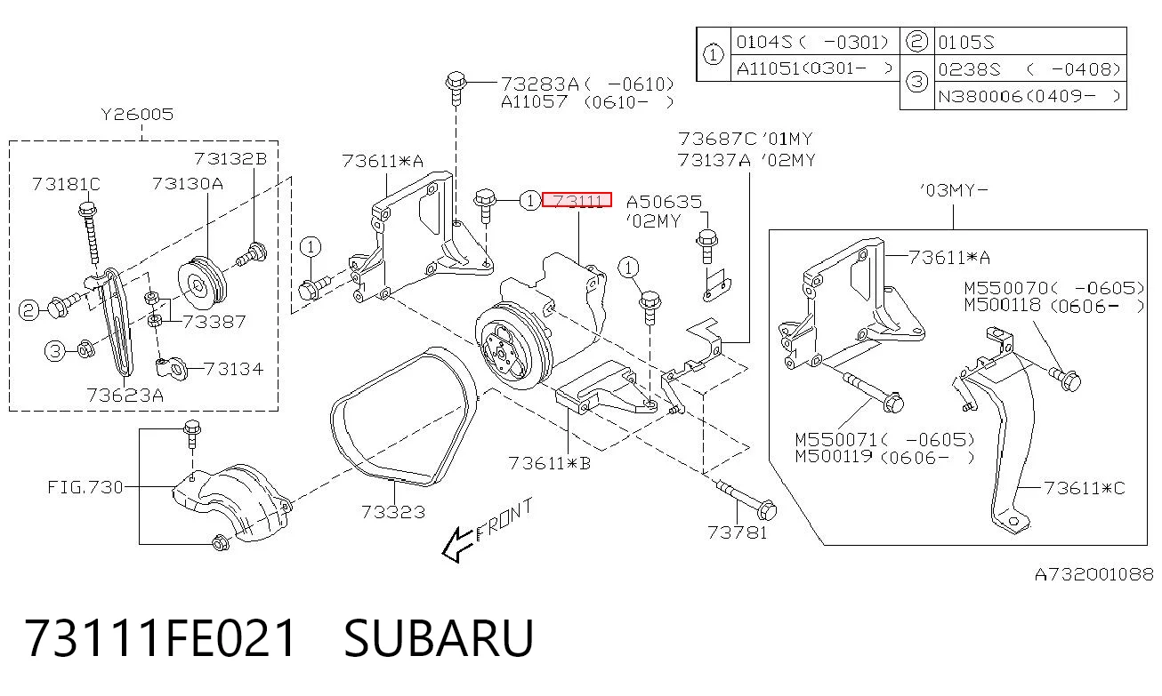 73111FE021 Subaru Compresor climatizador