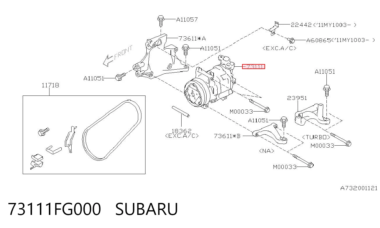 73111FG000 Subaru Compresor climatizador