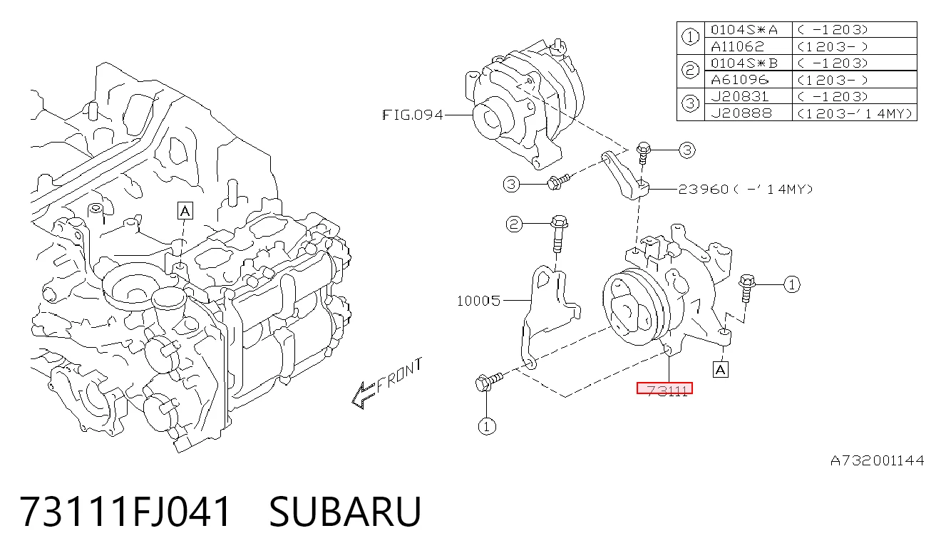 73111FJ041 Subaru Compresor climatizador