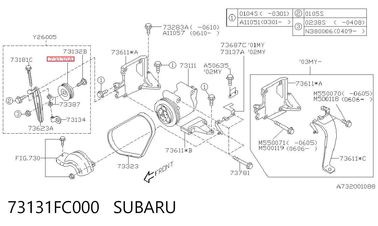 73131FC000 Subaru Polea tensora