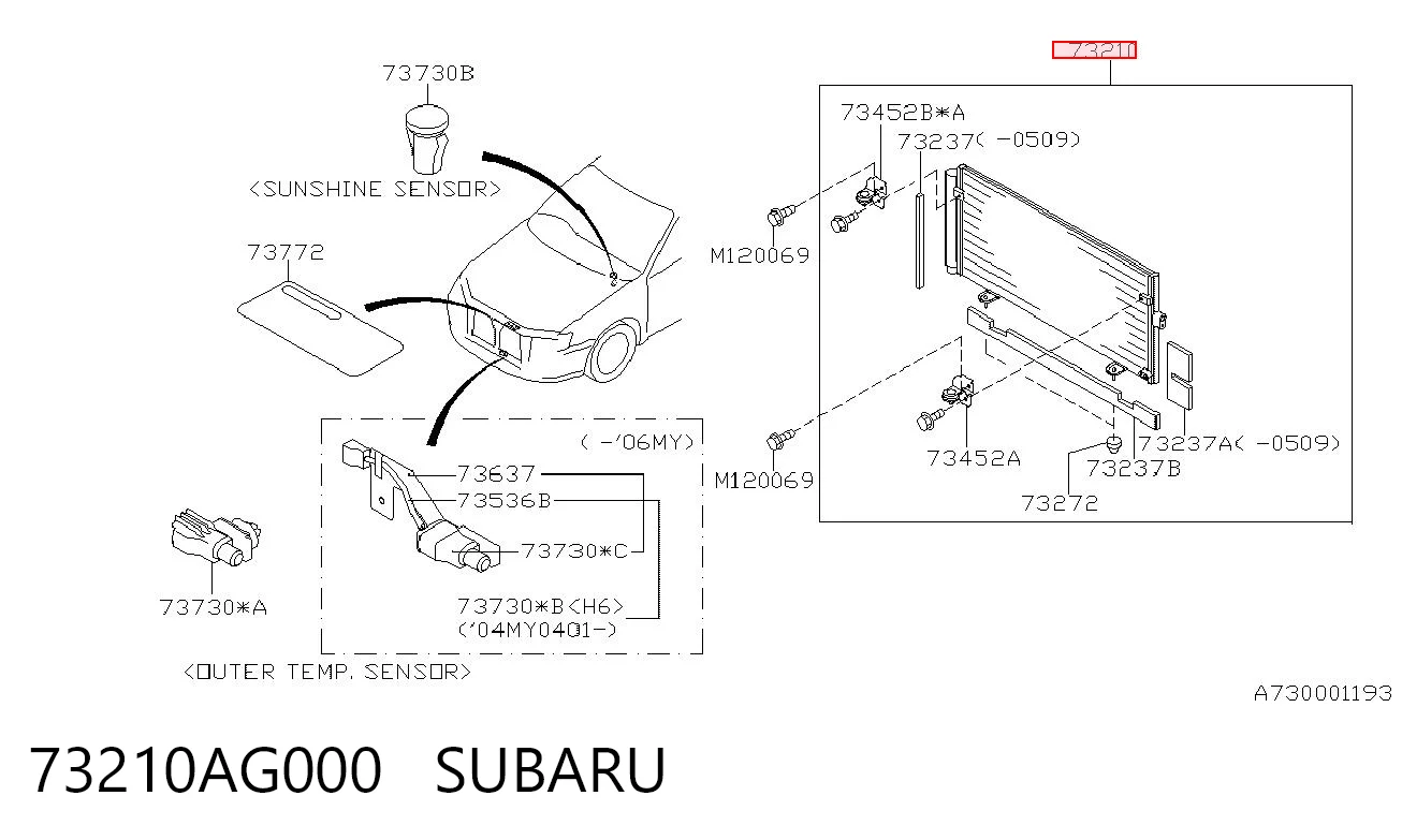 73210AG000 Subaru Radiador de aire acondicionado