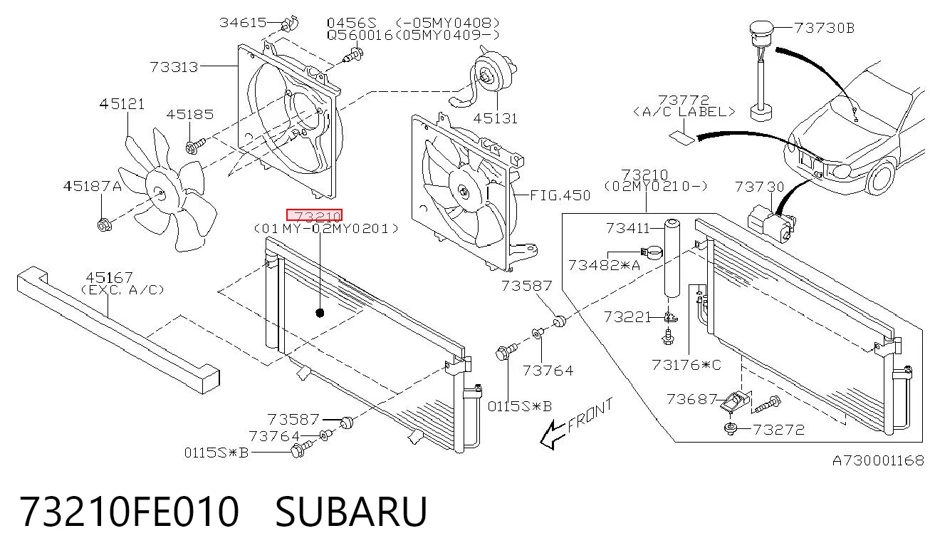 73210FE010 Subaru Radiador de aire acondicionado