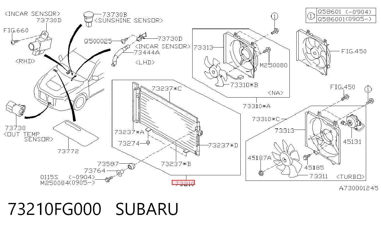 73210FG000 Subaru Radiador de aire acondicionado