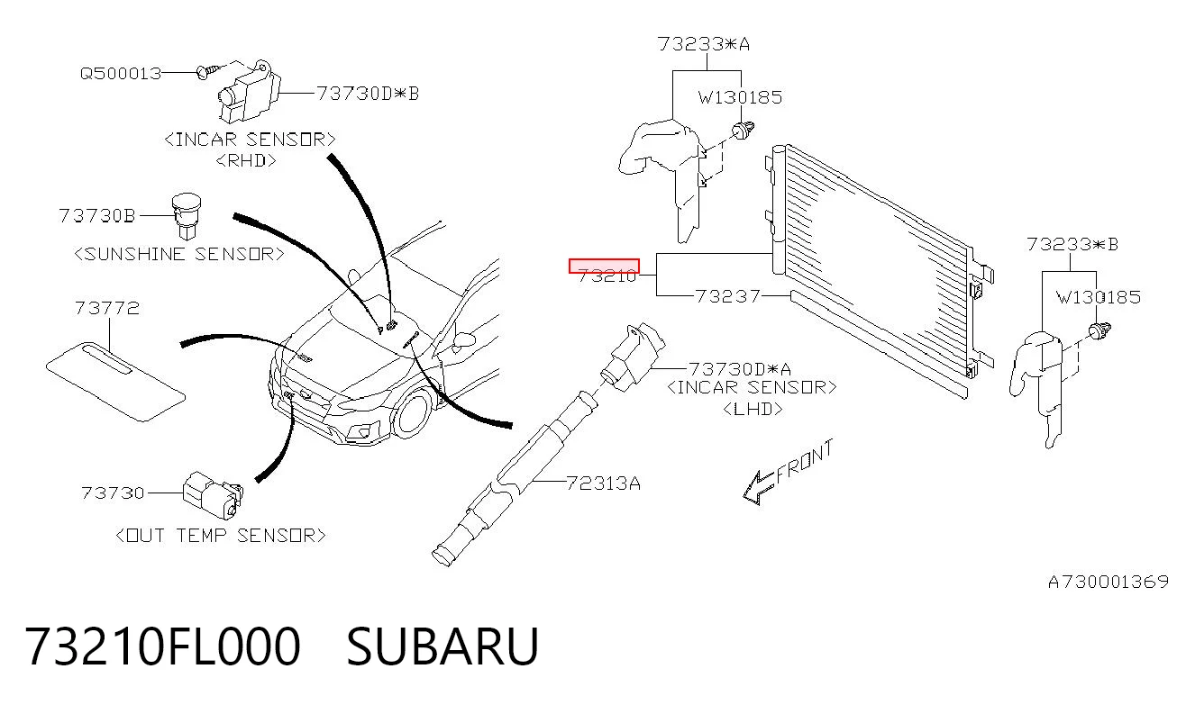 73210FL000 Subaru Radiador de aire acondicionado