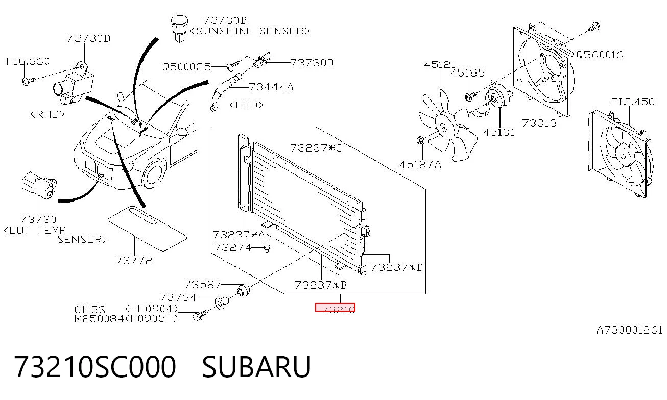 73210SC000 Subaru Radiador de aire acondicionado