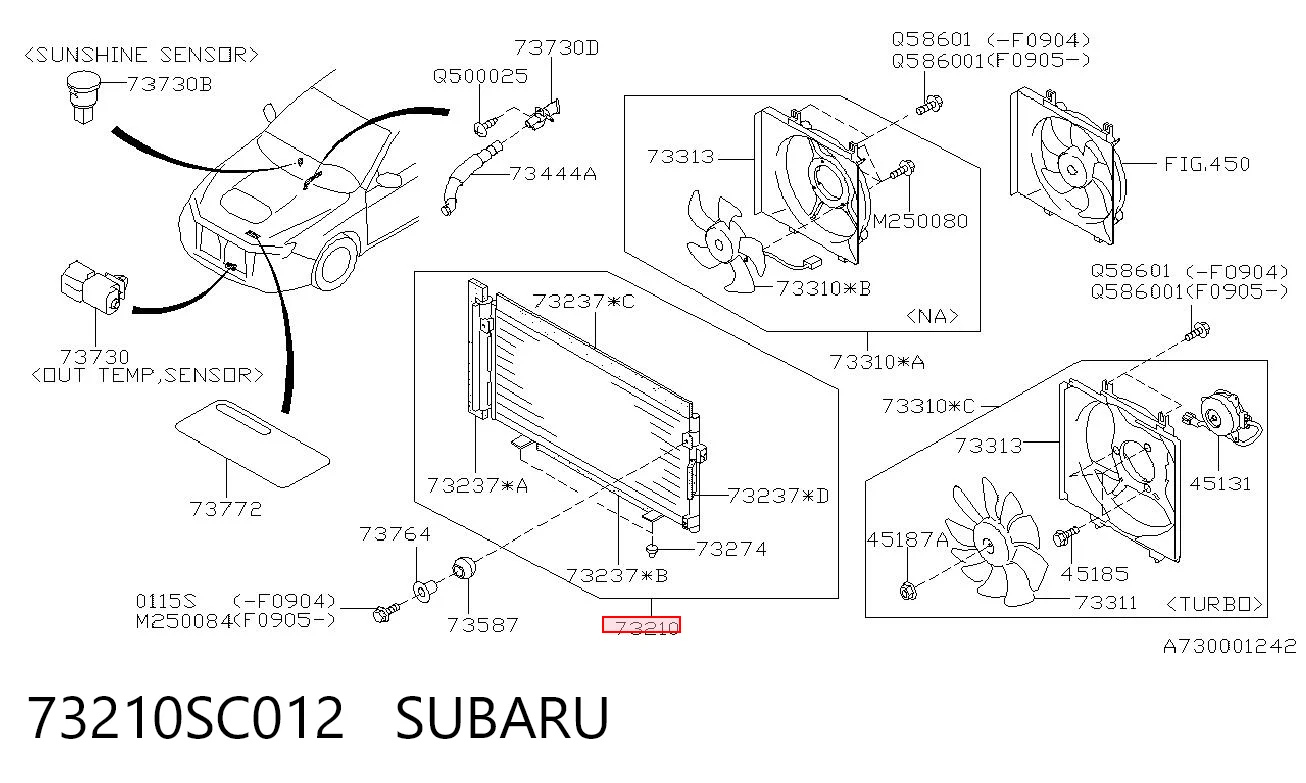 73210SC012 Subaru Radiador de aire acondicionado