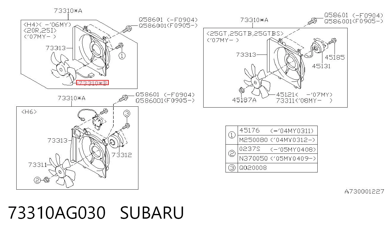 73310AG030 Subaru Difusor del radiador del aire acondicionado con ventilador y motor