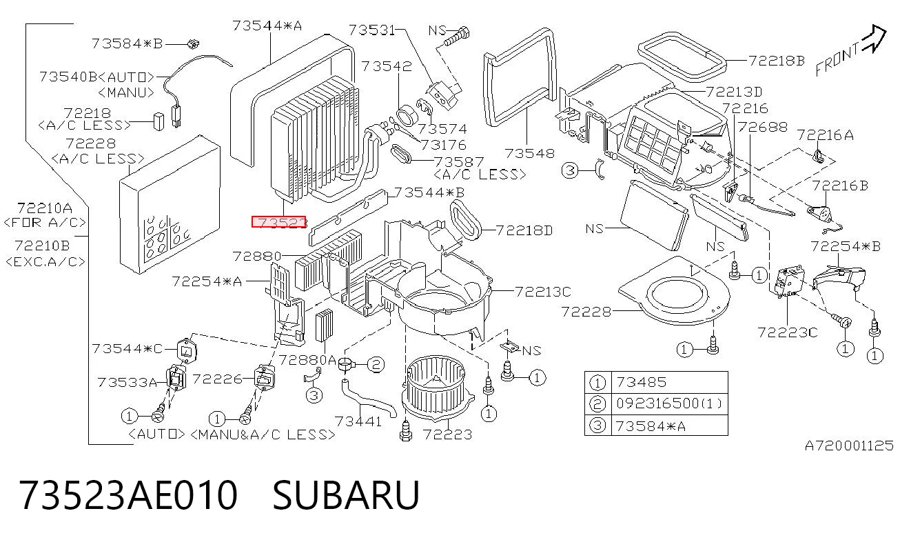73523AE010 Subaru Evaporador, aire acondicionado