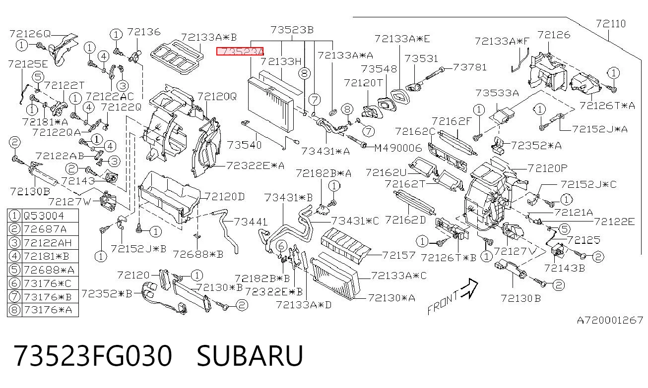 73523FG030 Subaru Evaporador, aire acondicionado
