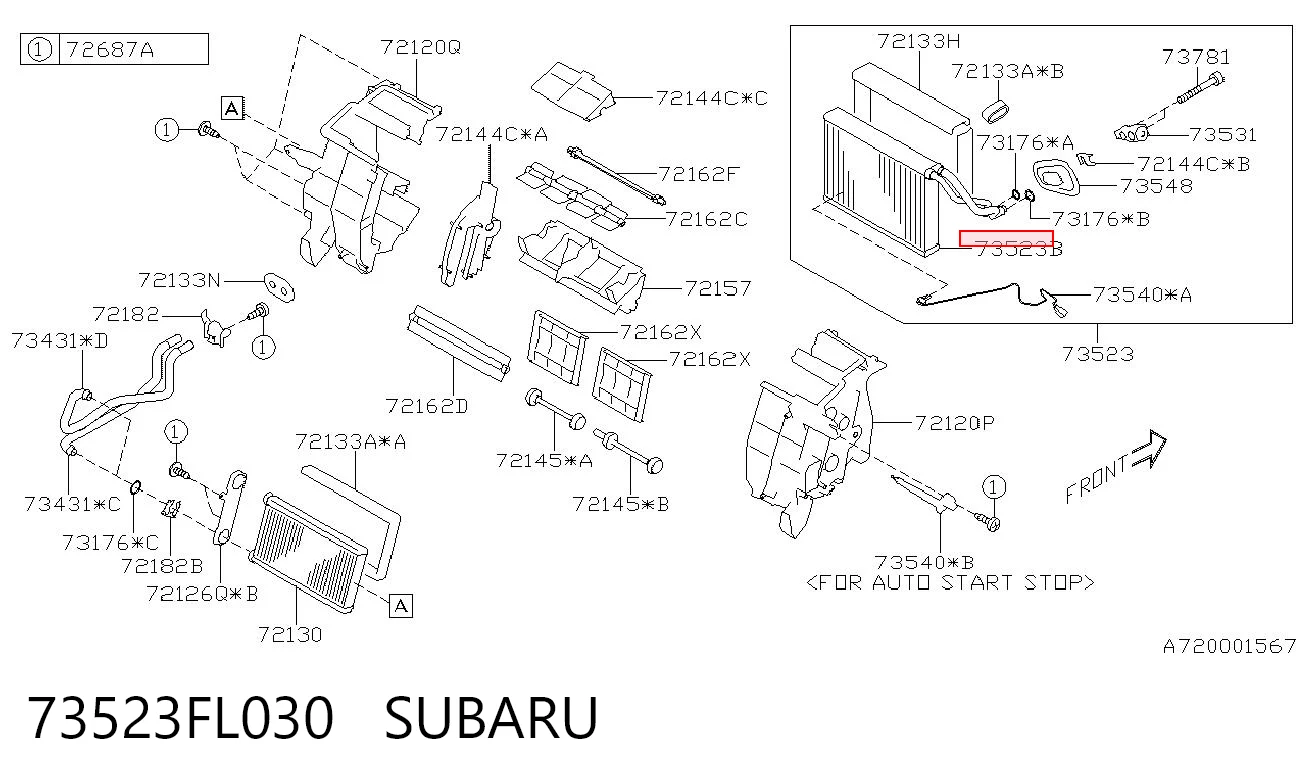 73523FL030 Subaru Evaporador, aire acondicionado
