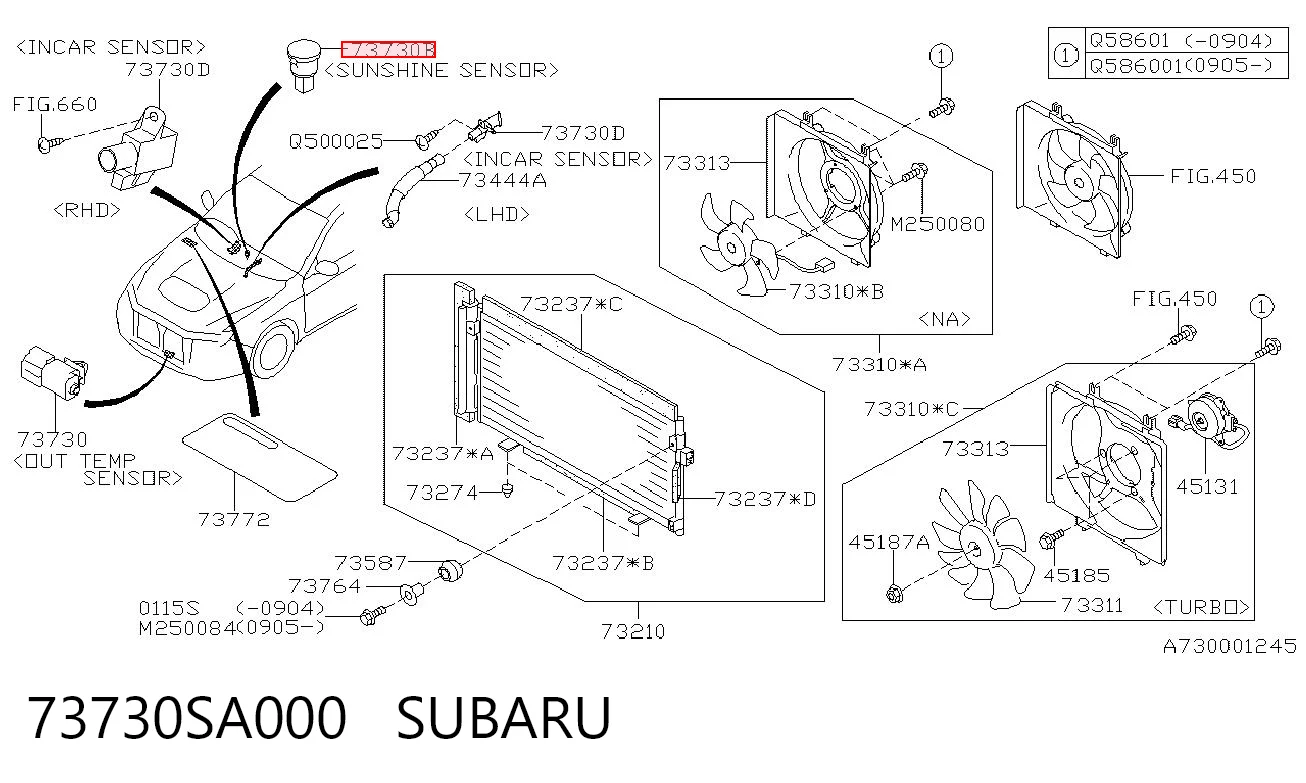 73730SA000 Subaru Sensor de luz