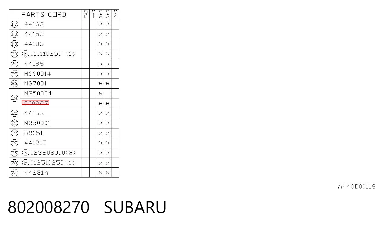 802008270 Subaru Tuerca del colector de escape