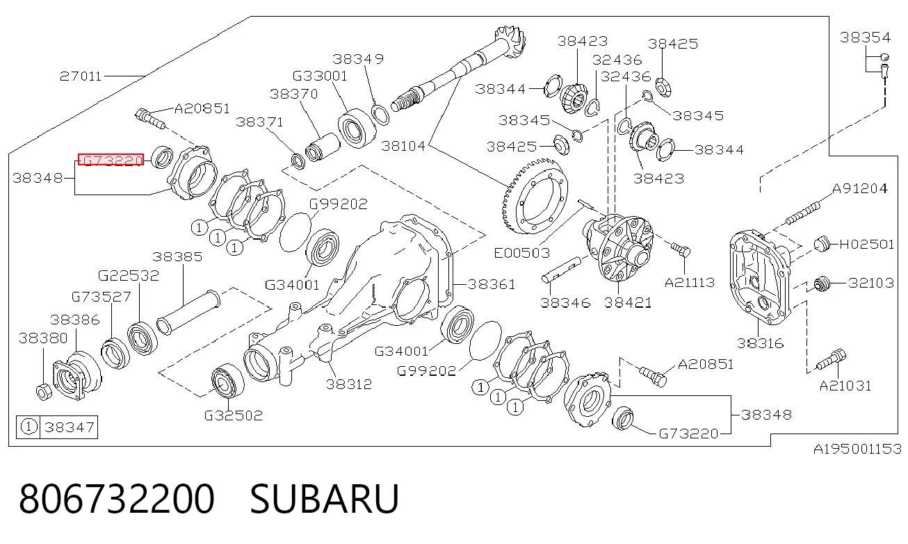 806732200 Subaru Retén del diferencial del eje trasero
