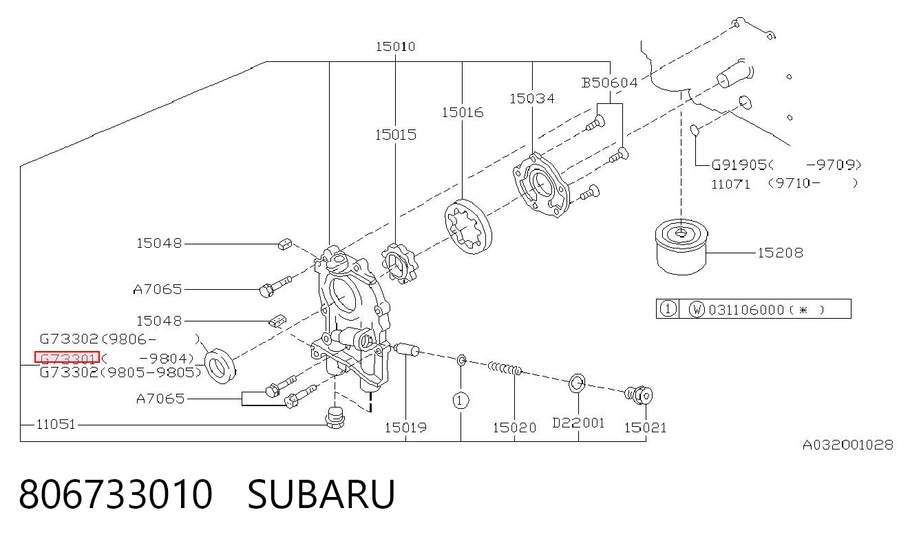 806733010 Subaru Retén del cigüeñal frontal
