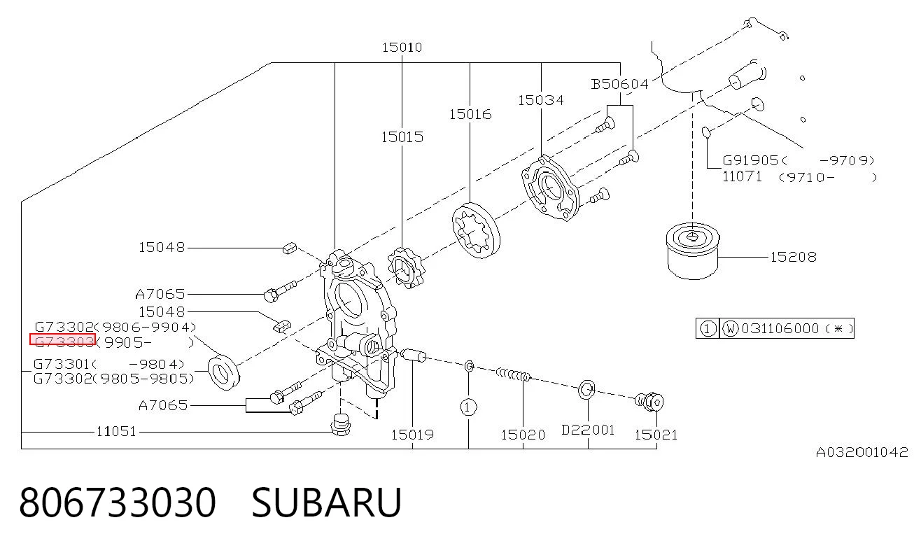 806733030 Subaru Retén del cigüeñal frontal
