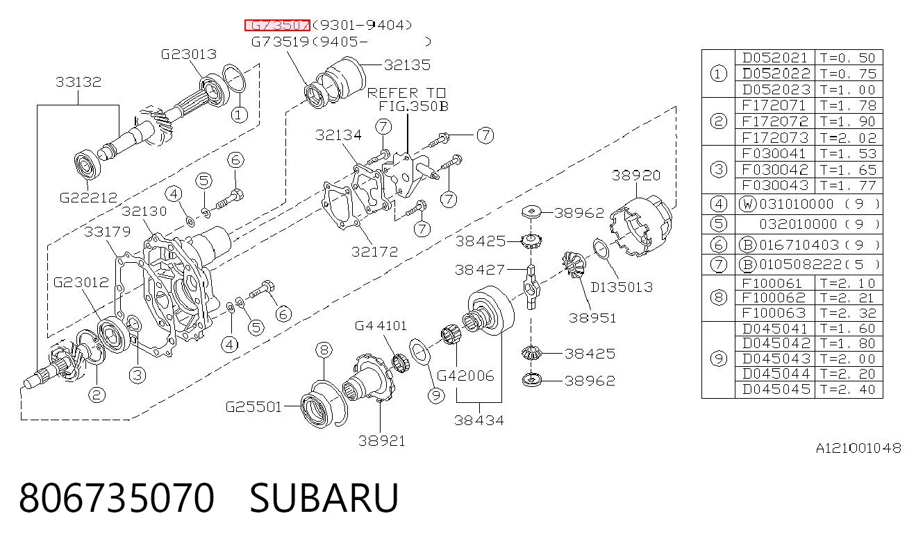 806735070 Subaru Retén del eje secundario de la transmisión