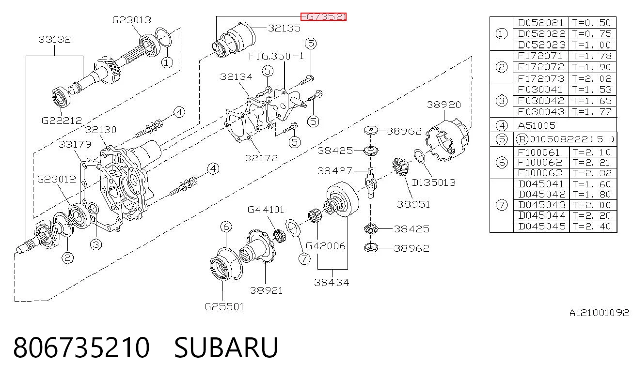 806735210 Subaru Retén del eje secundario de la transmisión