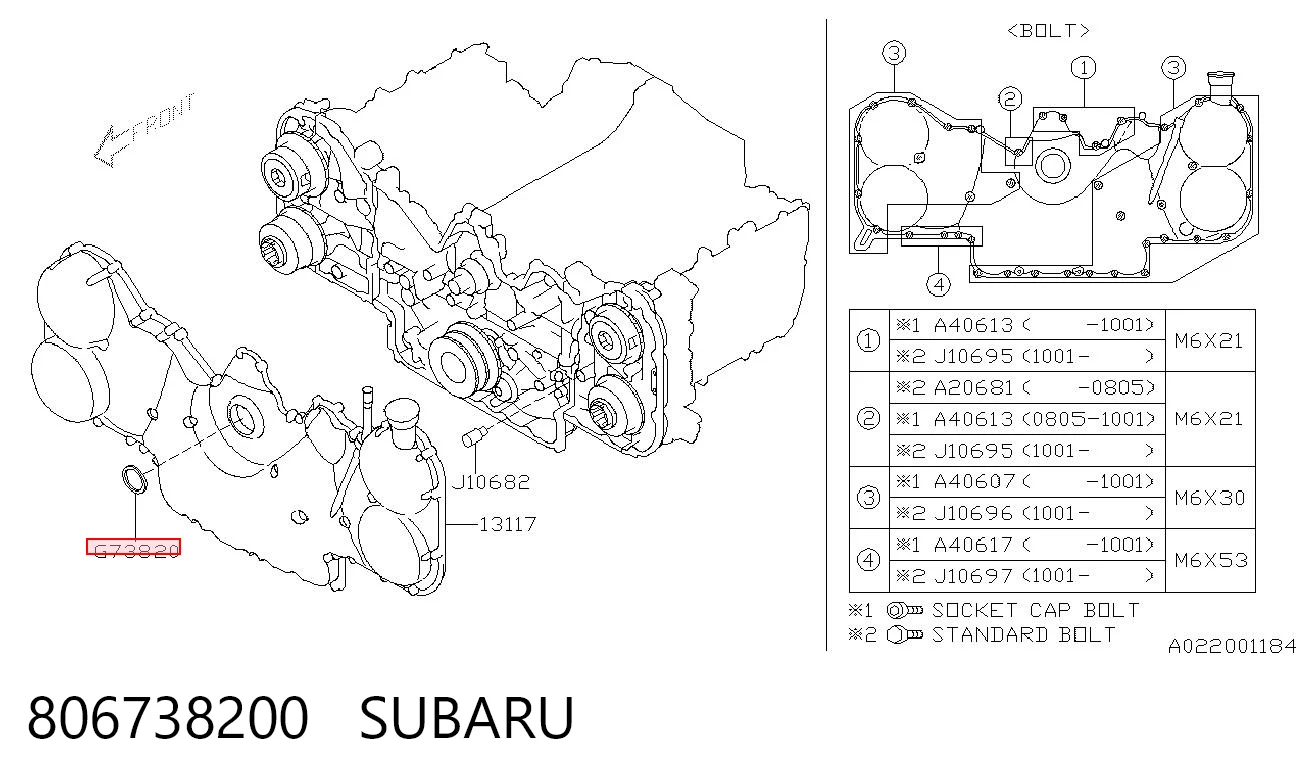 806738200 Subaru Retén del cigüeñal frontal