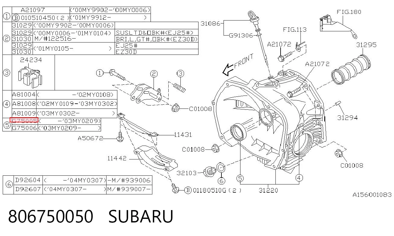 806750050 Subaru Retén del eje primario de la transmisión