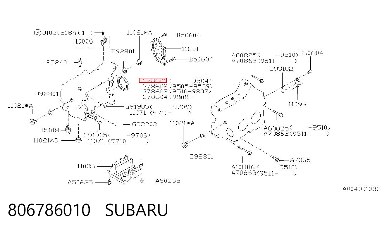 806786010 Subaru Anillo retén cigüeñal