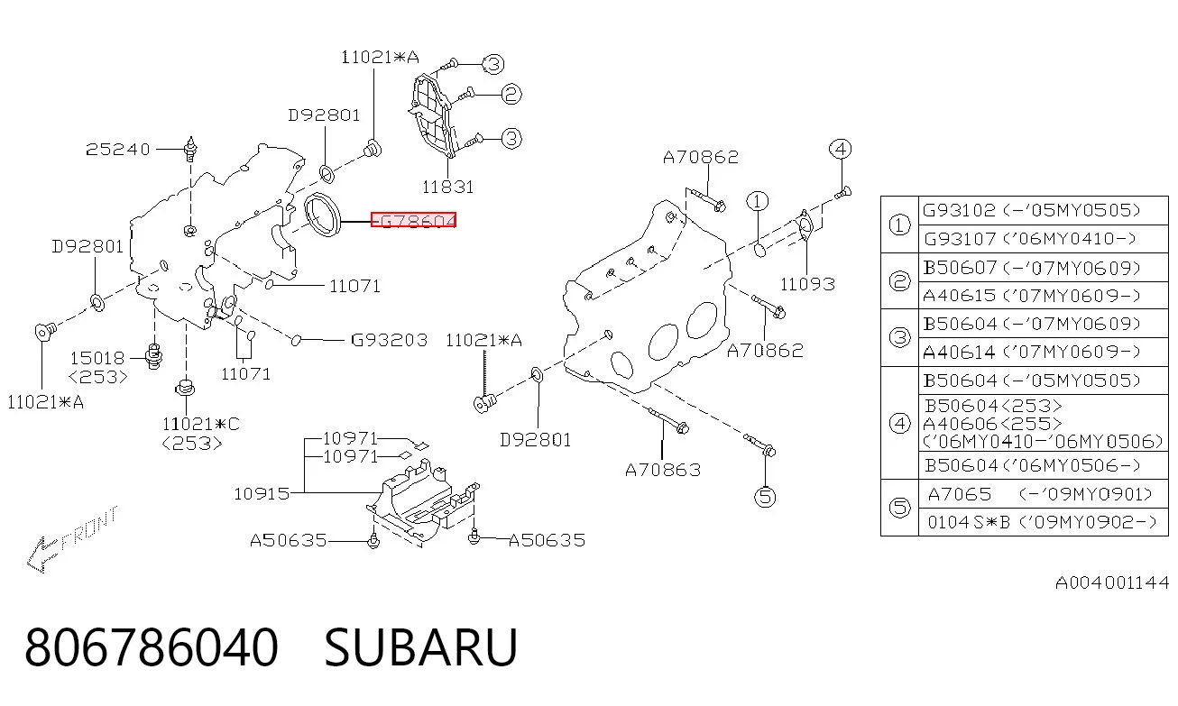 806786040 Subaru Anillo retén cigüeñal