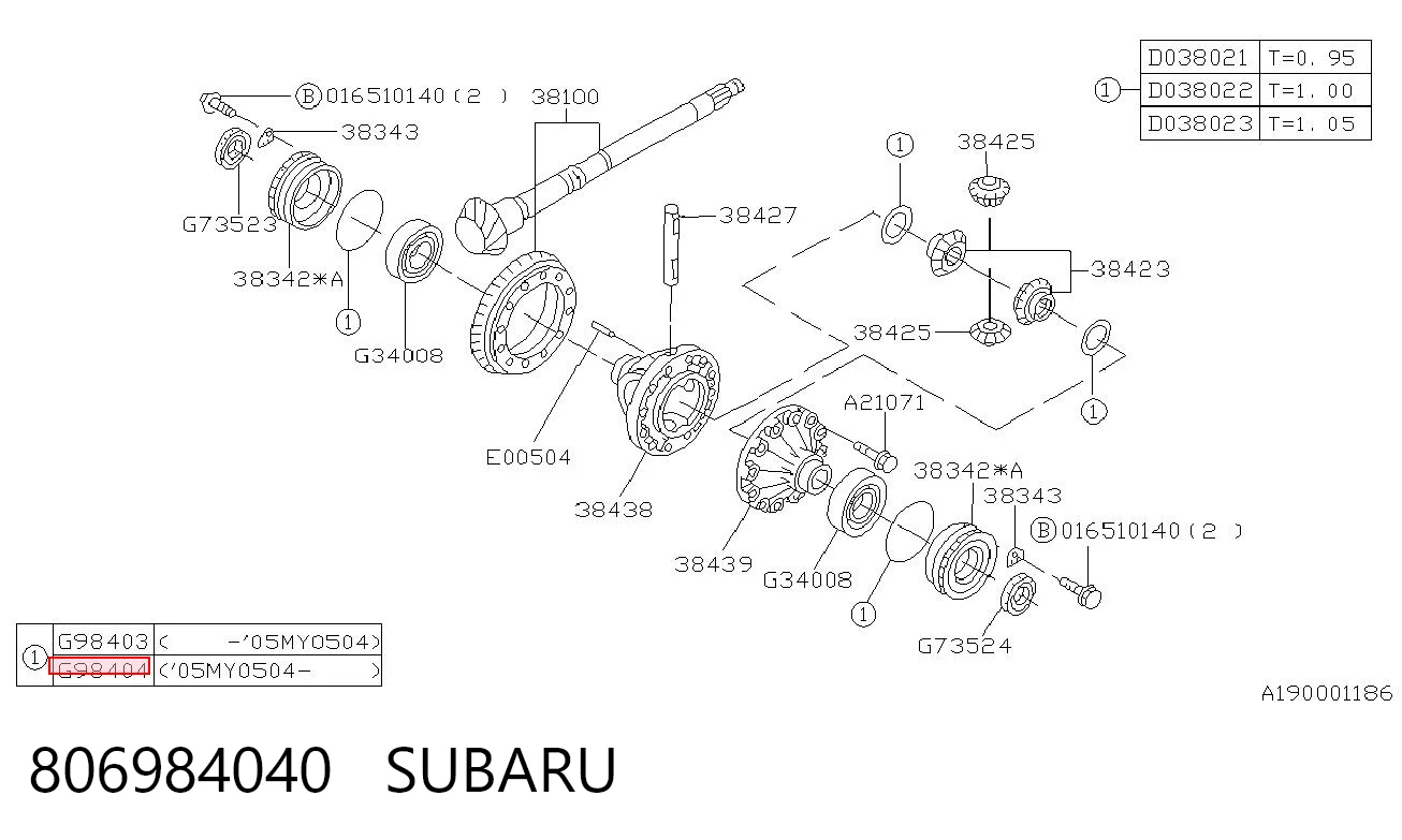 806984040 Subaru Arandela del diferencial del eje delantero