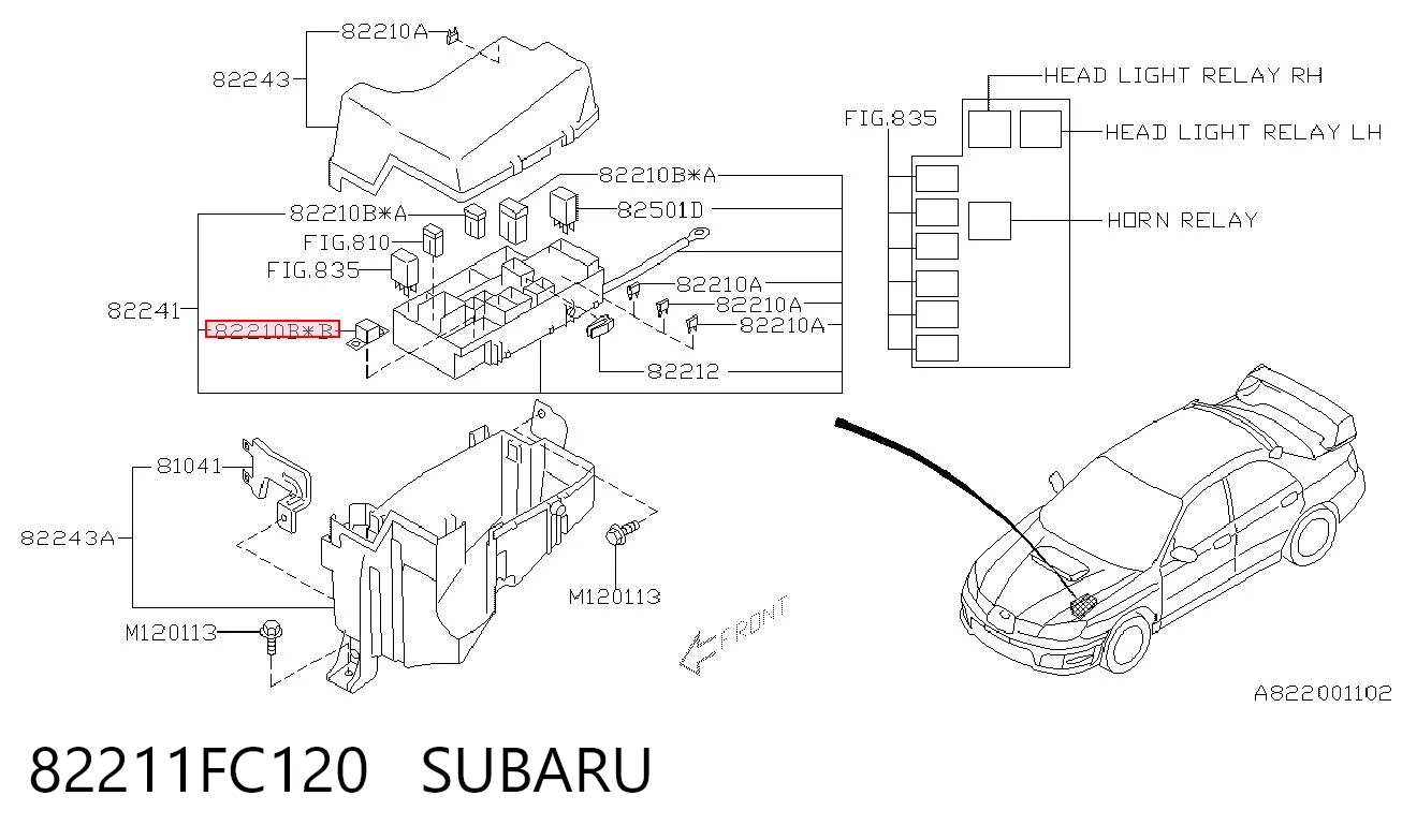 82211FC120 Subaru Fusibles