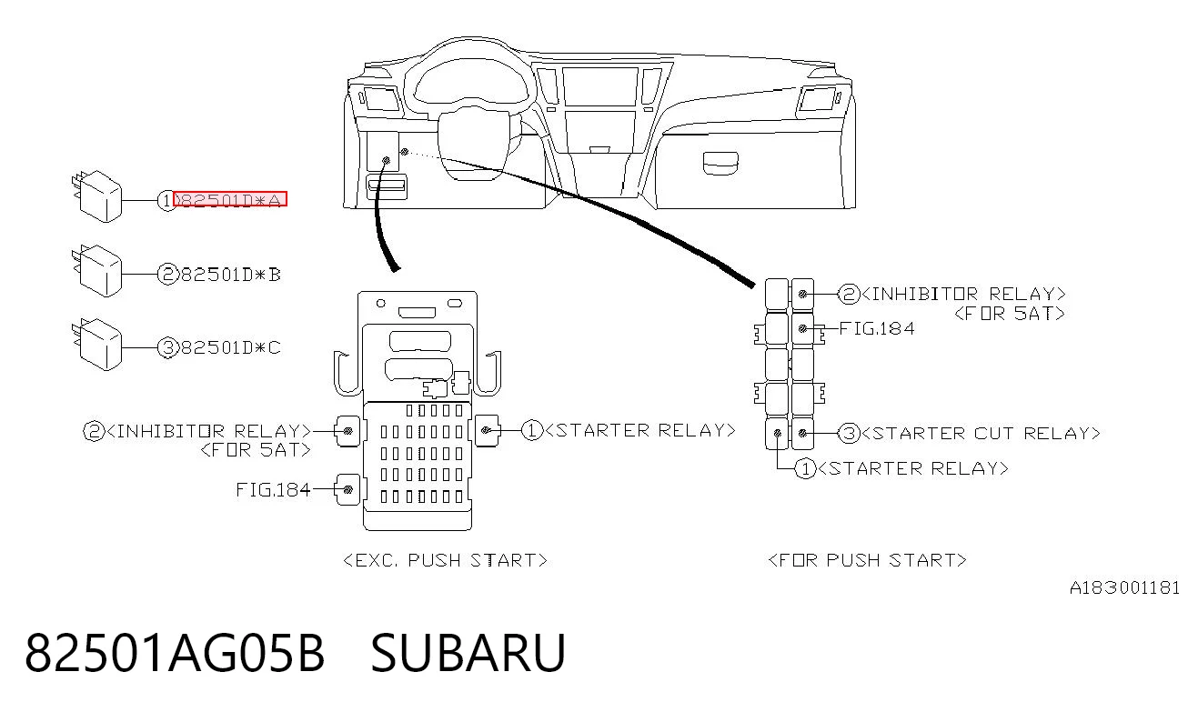 82501AG05B Subaru Relé del aire acondicionado