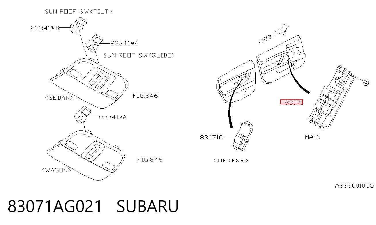 83071AG021 Subaru Unidad de control de elevalunas delantera izquierda