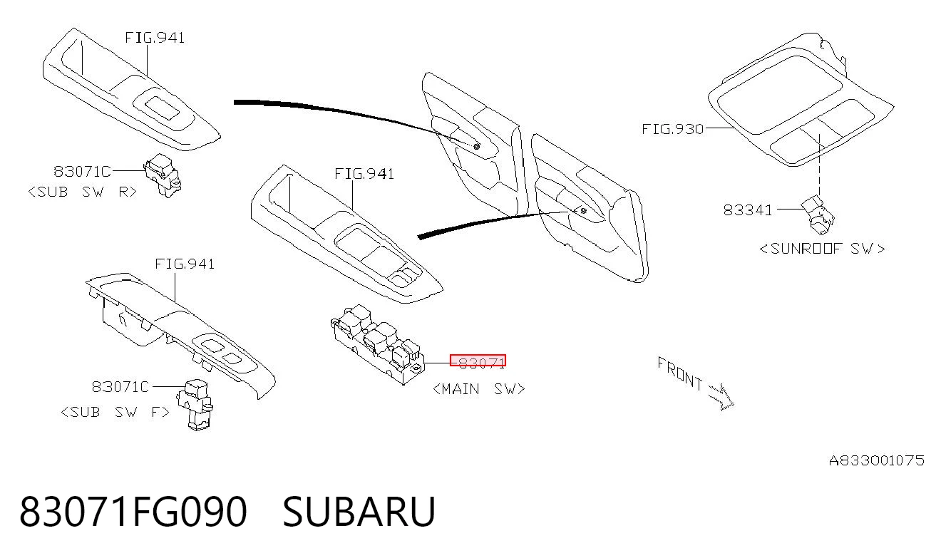 83071FG090 Subaru Unidad de control de elevalunas delantera izquierda