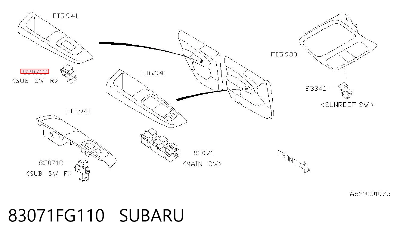 83071FG110 Subaru Unidad de control de elevalunas trasero