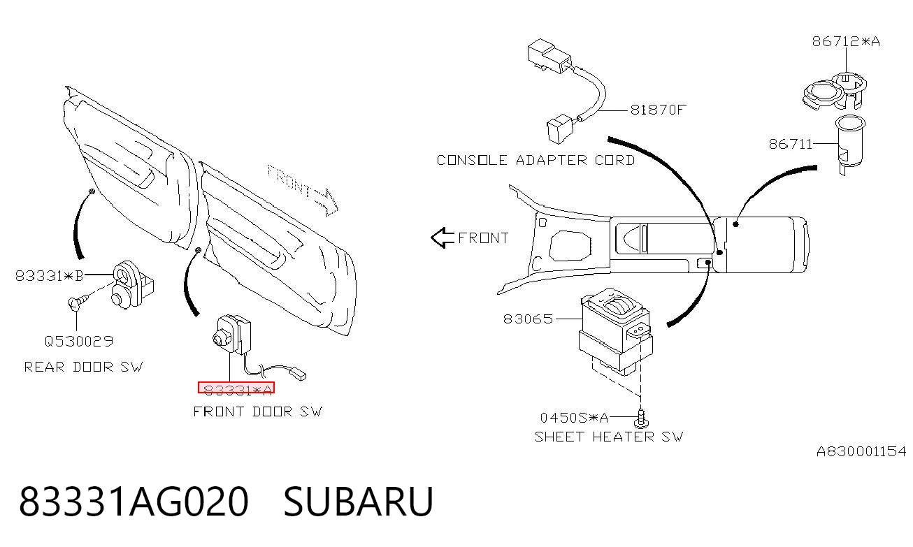 83331AG020 Subaru Interruptor de puerta
