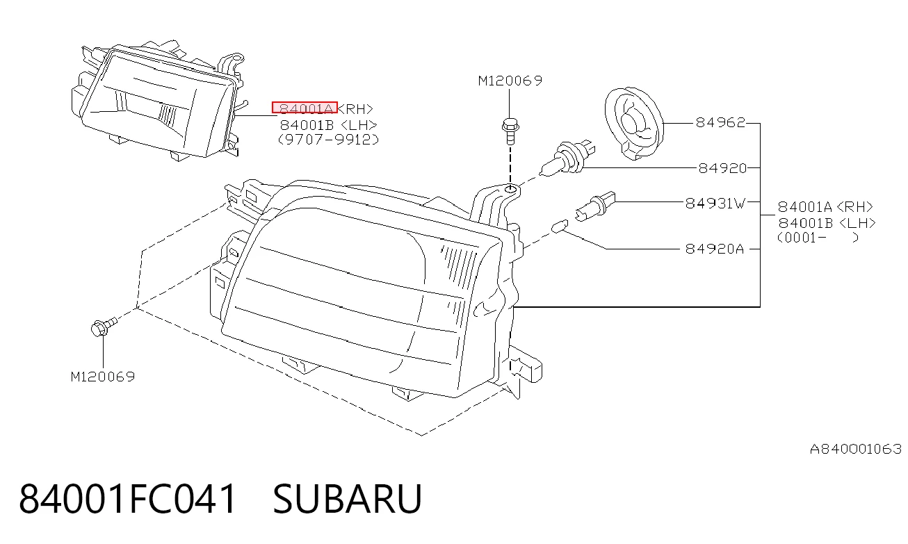 Faro derecho para Subaru Forester S10, SF