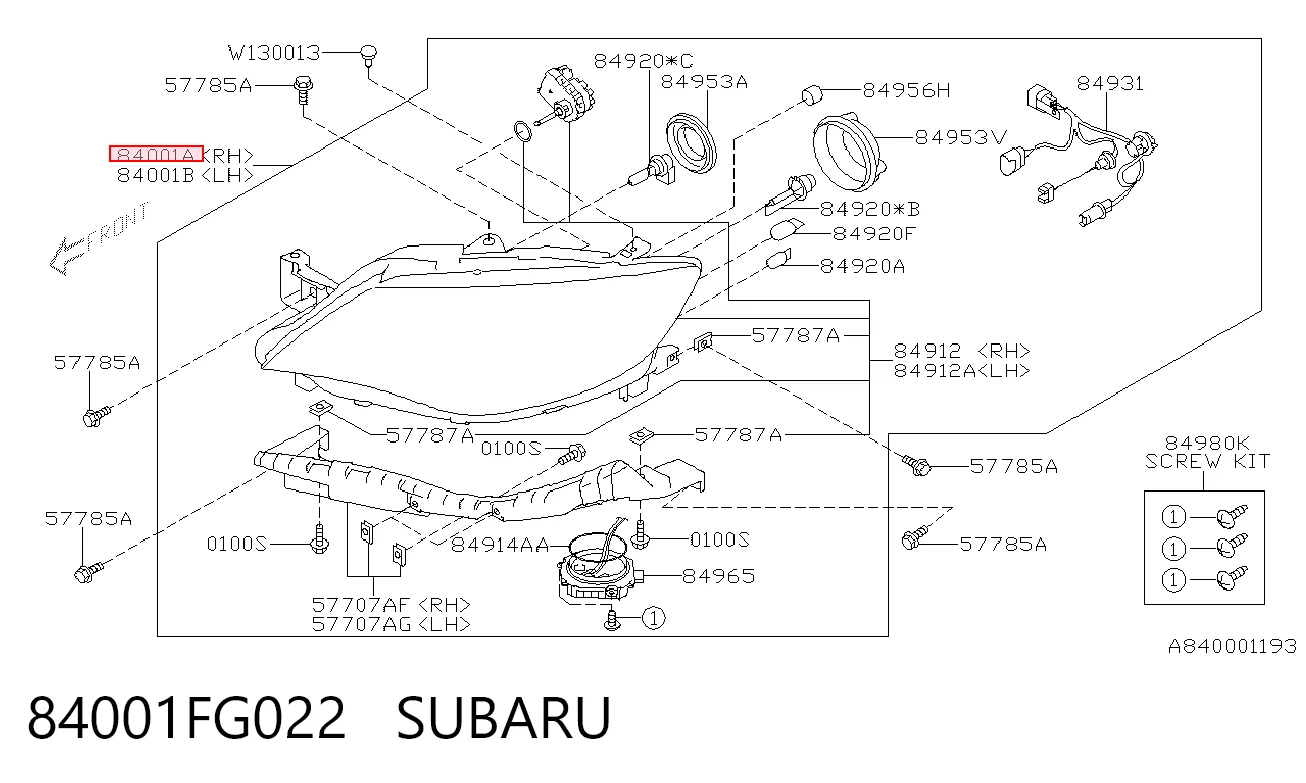 Luz derecha para Subaru Impreza III GH