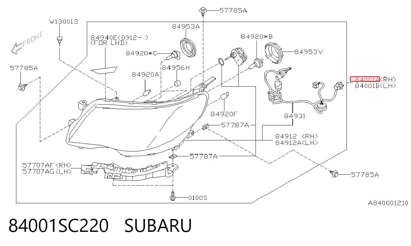 Faro derecho para Subaru Forester S12, SH