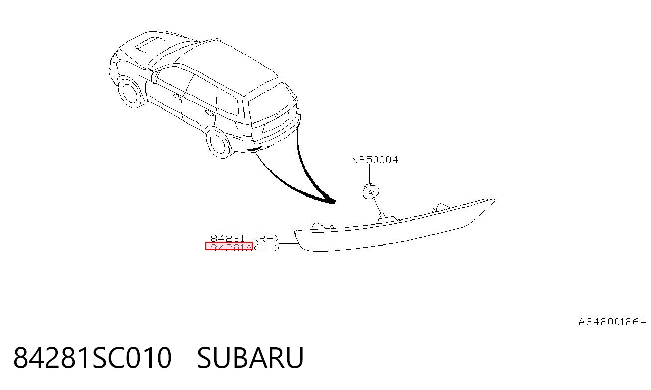 84281SC010 Subaru Reflector, trasero, izquierdo