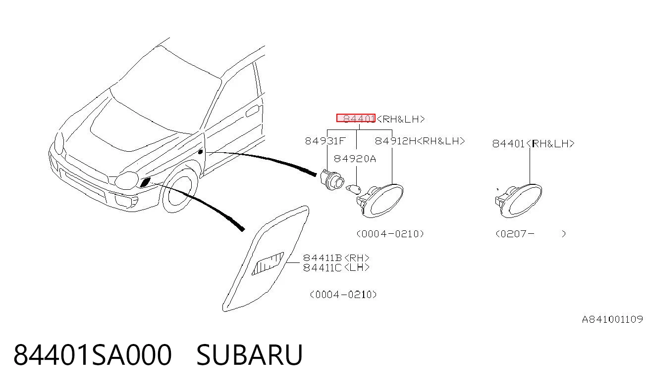 84401SA000 Subaru Piloto intermitente guardabarros