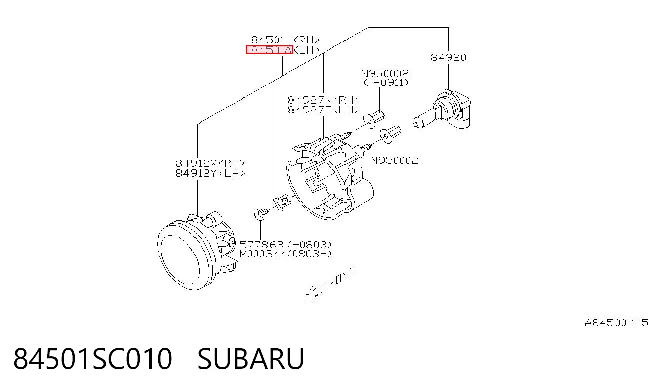 84501SC010 Subaru Luces antiniebla  izquierdo