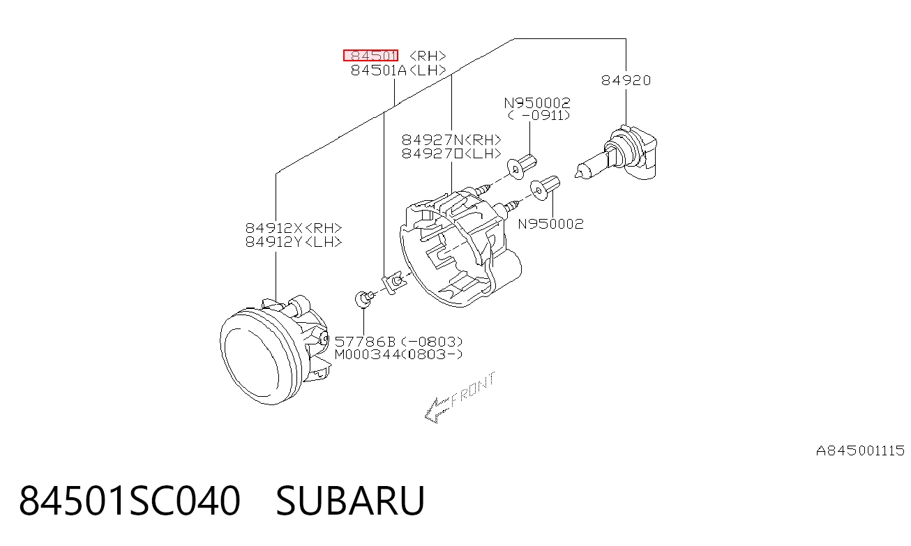 84501SC040 Subaru Faro antiniebla derecho