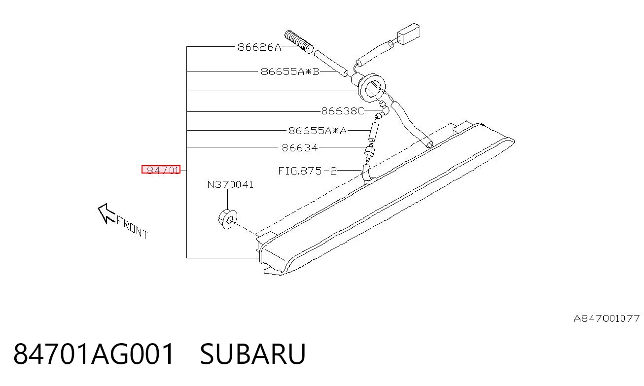 84701AG001 Subaru Luz central de freno