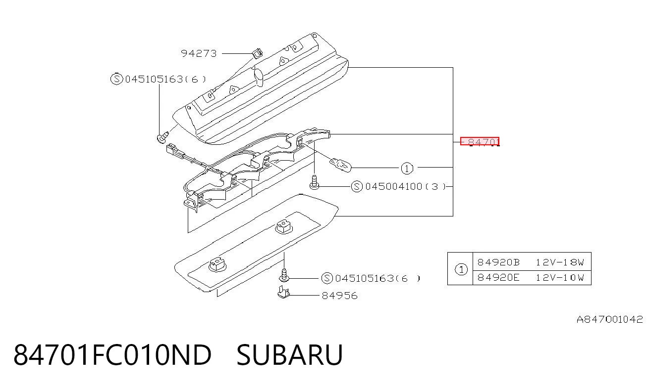84701FC010ND Subaru Luz central de freno
