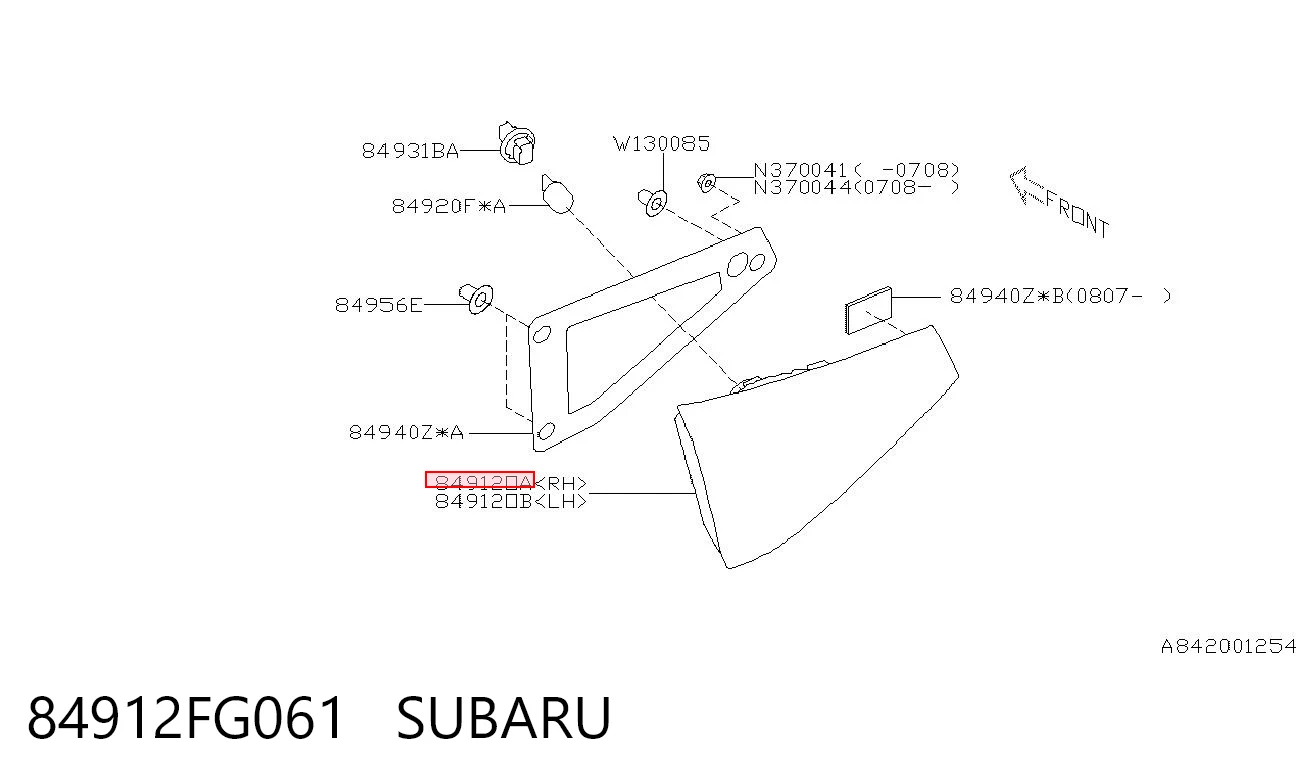 84912FG061 Subaru Piloto trasero interior derecho
